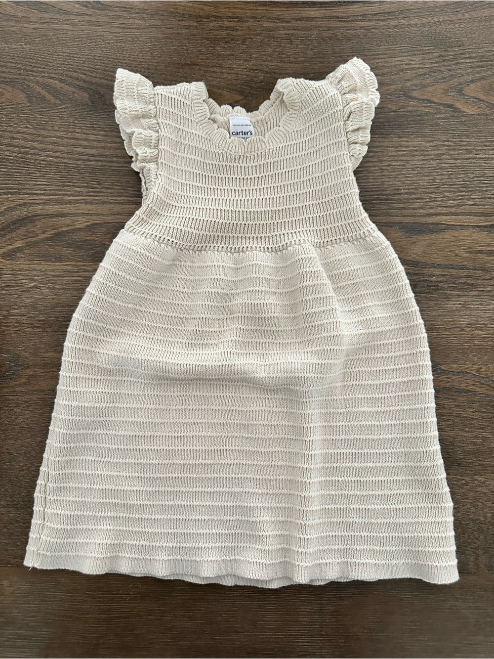 Carter's Cream Knit Flutter-Sleeve Casual Dress